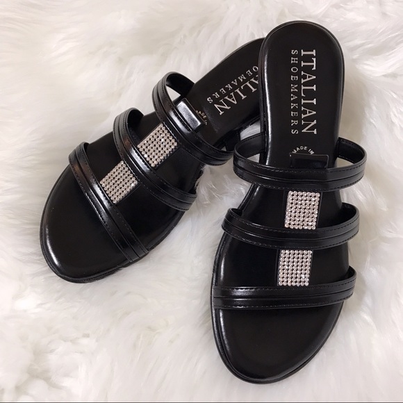 Italian Shoemakers Shoes - Italian Shoemakers-Black Sandals w/Jewels-New-Sz 5